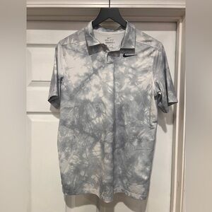 Nike Men's Gray Tie-Dye Polo Shirt
